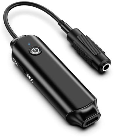 ORIA Bluetooth 5.0 Transmitter Receiver, 2 in 1 Portable Wireless Audio Adapter, Noise Reduction, Low Latency, 3.5mm Aux Bluetooth Adapter for Car, Airplane, TV, Wired Speakers, Headphones