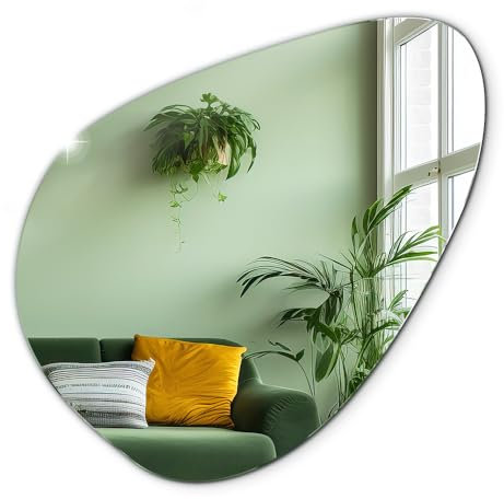 Tulup Dekorativer hängender Spiegel für Schlafzimmer Badezimmer Japandi Organic 68x67cm