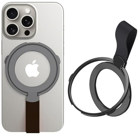 Ysnzaq Handy Ring Halterung Magnetisch für MagSafe, Handy Ring Halter Fingerhalter 360° Drehbarer Handy Griff Ringhalter Faltbarer Handy Ständer für iPhone, Samsung.QQ Black