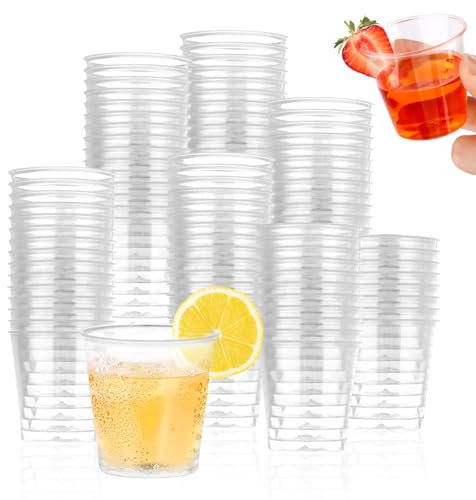 RISVOWO 150pcs/30ml Bicchieri Plastica,Riutilizzabili Bicchierini Liquore in Plastica, Bicchierini Finger Food trasparenti, Bicchieri da Shot per Feste Compleanni Matrimoni Picnic