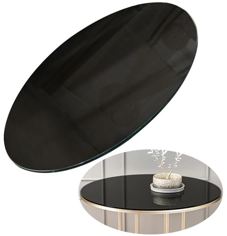 Glasplatte Ø38-100cm Rund Schwarz Glasscheibe Tischplatte Glas Kaminplatte Kaminglas DIY Tisch, für Esstisch, Couchtisch, Gartentisch, Funkenschutz, Kaminschutz - Glasplatte ( Color : Noir , Size : 40