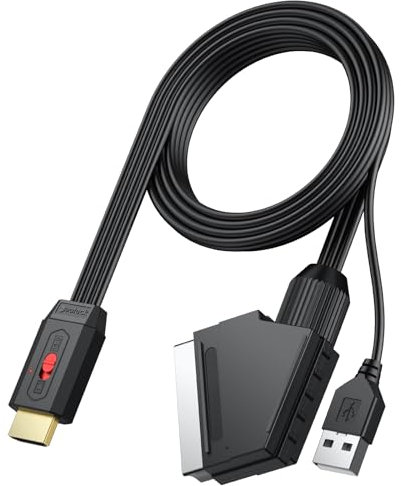 Neoteck Convertitore da SCART a HDMI 1080P Cavo da SCART Maschio a HDMI Maschio 150 CM Supporta Interruttori 4:3 e 16:9 Adattatore Scart a HDMI Composito CVBS PAL/NTSC per Wii/PS1/PS2/N64/Xbox