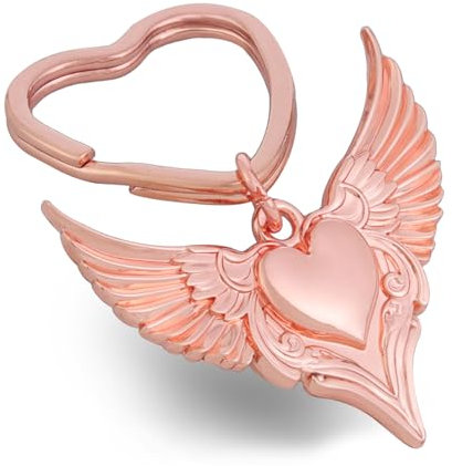 GZXYA Schutzengel Schlüsselanhänger Glücksbringer Anhänger, Engel mit Herzen für Prüfungen oder Auto, geeignet als Geschenke für Frauen, Freundin, Kollegen. (1275) (J-Reines Roségold)