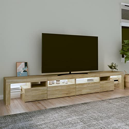 Homgoday Mueble de TV con Luces LED,Muebles de salón, diseño Moderno Mueble de TV Roble Sonoma 260x36,5x40 cm