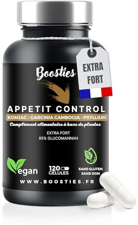 Fibre de Konjac Glucomannan, Garcinia Cambogia, Psyllium, Chrome, Réguler l’appétit, Taux de Cholestéro – 120 gélules – Végane