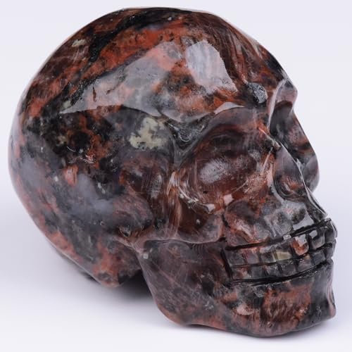 QLRSUXN Calavera de cristal de obsidiana negra (obsidiana caoba)
