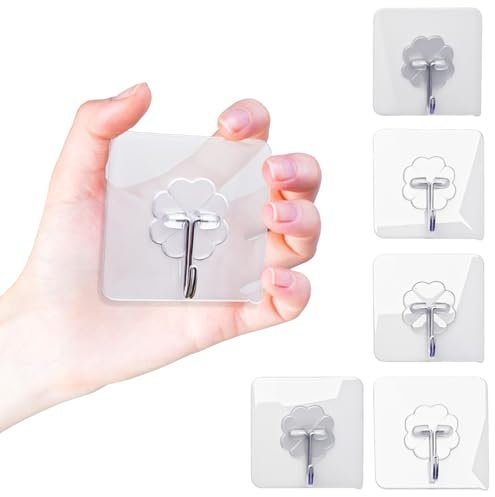 YEibi 6 Ganchos Adhesivos Pequeños y Grandes Resistentes, Ganchos Adhesivos Grandes Para Pared, Colgadores Autoadhesivos de Alta Resistencia, Ganchos Sin Agujeros, Para Toalla, Perchas, Sin Taladro