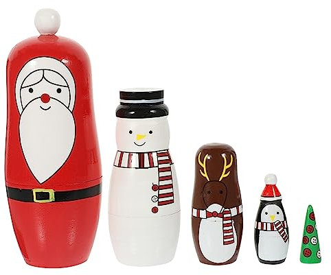 KONTONTY 1set Christmas Theme Russian Nesting Doll Matryoshka Dolls Adorable Xmas Decoration for Boys and Girls and Adults Convenient Storage Traditional Russian Craftsmanship