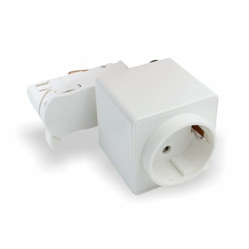 Universal Steckdose für 3-Phasen Stromschiene passend zu EUTRAC, GLOBAL, NOKIA, IVELA, SKENINGE uvm. Steckdose Stromschiene, 220-240V AC/50-60Hz | 1er Steckdose (Weiß)