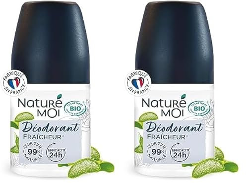 Naturé Moi - Déodorant roll-on - Efficacité 24h - Déodorant homme à l'Aloe Vera Bio et au Magnésium - Parfum Fraicheur - 99% d'Origine Naturelle - 50 ml - Fabriqué en France (Lot de 2)