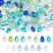 PH PandaHall 150 cuentas de cristal checo de 15 estilos de lágrima, cuentas de cristal sueltas perforadas en la parte superior coloridas de gota de agua, cuentas espaciadoras para manualidades,