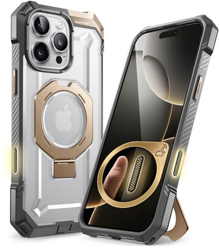 SUPCASE für iPhone 16 Pro Hülle mit Ständer (Unicorn Beetle Grip), [Kompatibel mit MagSafe] Slim Schutzhülle Robust Case Magnetische Handyhülle für iPhone 16 Pro 6.3‘’ 2024 (Gold)