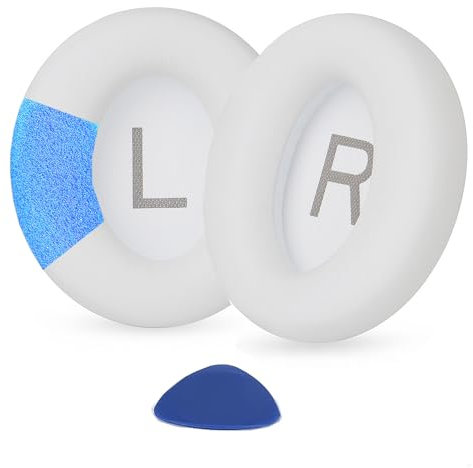 TaiZiChangQin Ersatz-Ohrpolster, kompatibel mit Anker Soundcore Space Q45 Kopfhörern, Protein-Lederkissen, Geräuschisolierung, Schaumstoff, Weiß