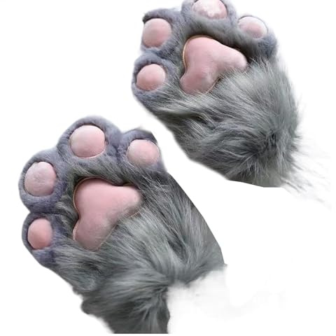 Guantes peludos, guantes de pata de gato, guantes de felpa de dibujos animados, lindos guantes de patas de gatito, guantes de patas de gatito de animales, guantes de pata de gato peludos cálidos de