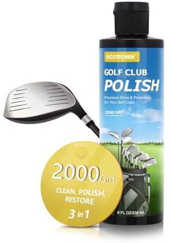 SCOTTCHEN Golfschläger-Politur, Golfrillenreiniger, Golfschläger-Reiniger und Kratzentferner, 237 ml, Körnung 2000 für erstklassigen Glanz und Schutz