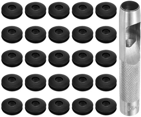 QUARKZMAN 26 Stück Ösen Werkzeug Kit, Ösen Set 12mm Ösenzange Kunststoffösen Kunststoff Ösen Scheiben Rostfrei für LKW Abdeckplane Textil Vorhänge Zelte Sonnensegel Befestigungsclip, Schwarz