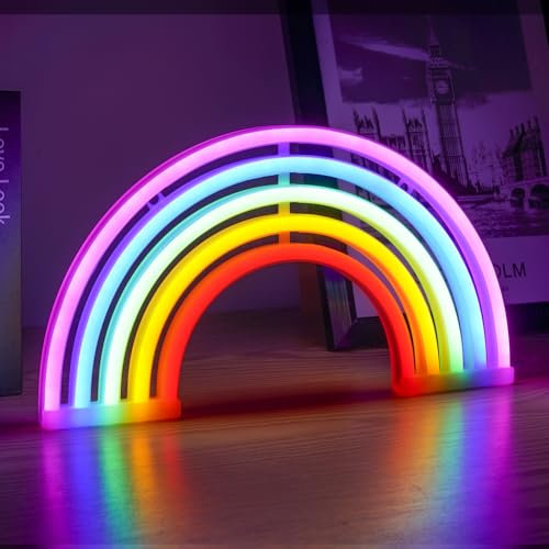 AOOTE Lampe arc en Ciel Enseigne au Néon, Enseigne Lumineuse Neon, LED Neon Sign, Neon Gaming, Décoration Murale pour Chambre d'enfants, fête de mariage, bar, Salle de Jeux, Chambre