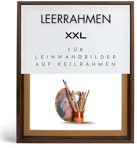 NB Akzent Schattenfugenrahmen XXL 80x100 cm - Walnuss – Leerrahmen mit Tiefeneffekt aus MDF Holz in zerlegter Form – für Leinwandbilder auf Keilrahmen