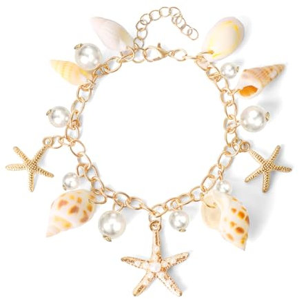 YEAMLTE Muschel Armband, Muscheln für Armbänder, Boho Armbänder Damen, Fußkettchen Muscheln, Boho Schmuck Dame, Sommer Armband Damen, Sommer-Reisegeschenke für Mädchen und Frauen