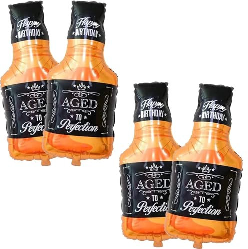 Sektflaschen Luftballons Deko, 4 Stück Champagner Geburtstag Luftballon, Sektflasche Luftballons Party, Champagner Party Folienballon, Weinflaschen Geburtstag Ballons Deko(C)