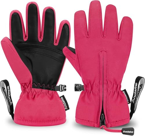 Andake Kinderhandschuhe,Winddichte,wasserdichte,Warme Winterhandschuhe,Skifahren,Outdoor-Sport,Reithandschuhe,Jungen und Mädchen 2-14 Jahre alt