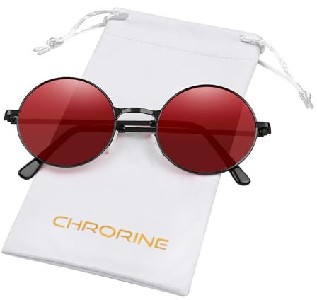 CHRORINE CHORINE Hippie Sonnenbrille Rund Retro Stil der 70er Jahre, für Damen und Herren, Party Accessoire, Festival Mode, Vintage Sonnenbrille