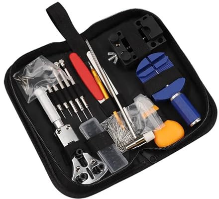 Uhrmacherwerkzeug Set 147-teiliges Uhren-Reparatur-Werkzeug-Set, Gehäuseöffner, Federsteg, Bandverbindungs-Werkzeug-Set mit Tragetasche, Lünette, Austausch der Uhrenbatterie FüR Uhrarmband,UhrenöFfner