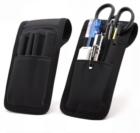 Fuhesgu 2 Stück Stifthalter Gürtel Werkzeugtasche Oxford Stoff Werkzeugbeutel Klein Werkzeug Organizer Tasche Schwarz Arbeitstasche für Stifte Lineale Schere