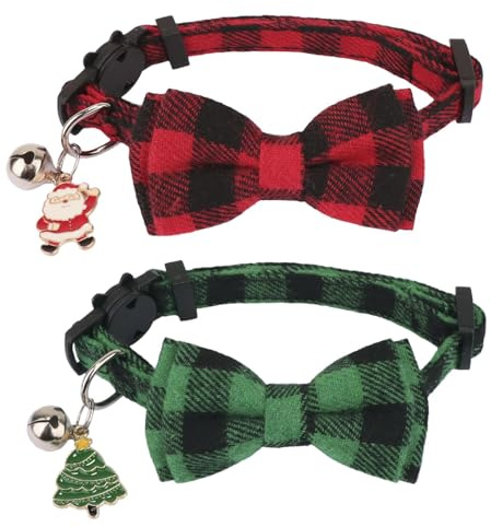 Halsband Katze, 2 PCS Halsband Hund, Weihnachtshalsband Hund, Katzenhalsband Weihnachten, Fliege Hunds Weihnachten, Katzen Weihnachtskostüm, Katzen und Hunde Geschenke Weihnachtens (B)