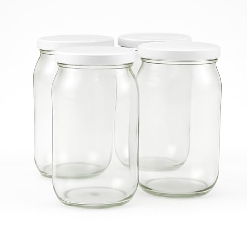 Blumixx Einmachgläser mit Schraubdeckel 8er Pack Einmachglas mit Deckel Weiß - 900ml Fassungsvermögen - Ideal für Erntezeit, Konservierung & stilvolle Aufbewahrung