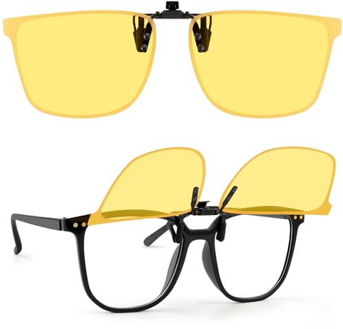 Kiiwah Rahmenlos Brille für Nachtfahrten für Damen und Herren, Polarisierte Clip-On Nachtfahrbrille Gelbe UV-Geschützt Anti-Glanz Nachtfahrbrille Clip zum Autofahren, Angeln, Laufen