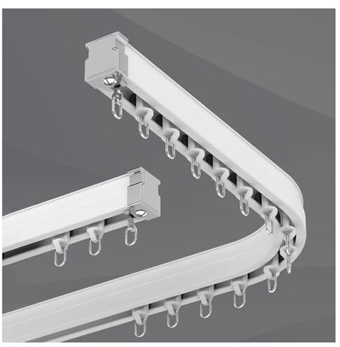LBLFEBD Bay Window single Curtain Track Curved Rail, Flexible Bendable Curtain Track System, Ceiling Wall Mount Aluminum Alloy Curtain Track and Fittings