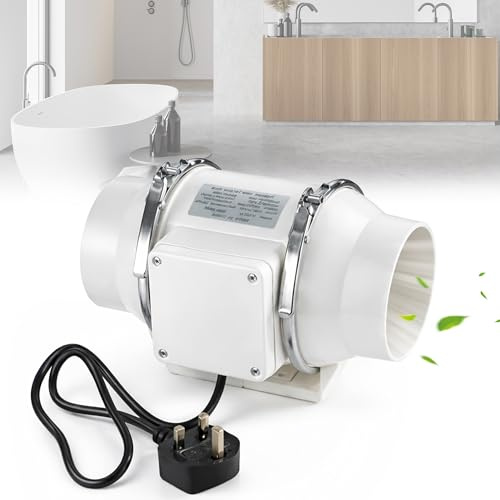 TVOOD 4 inch Inline Extractor Fan: 220m³/h 40W 100mm Quiet Duct Fan | Bathroom Extractor Fan for Bathrooms Kitchens and Grow Tents Providing Efficient Ventilation with Quiet Operation