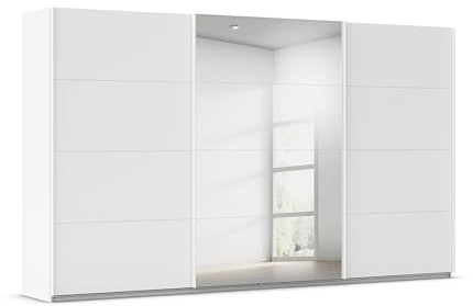 Rauch Möbel KULMBACH, Schwebetürenschrank, Farbe Weiß, Breite 360 cm | Kleiderschrank mit Schwebetüren, Schiebetüren, 3-türig, mit Spiegel, Zubehör Basic, Schlafzimmer, Jugendzimmer, Garderobe