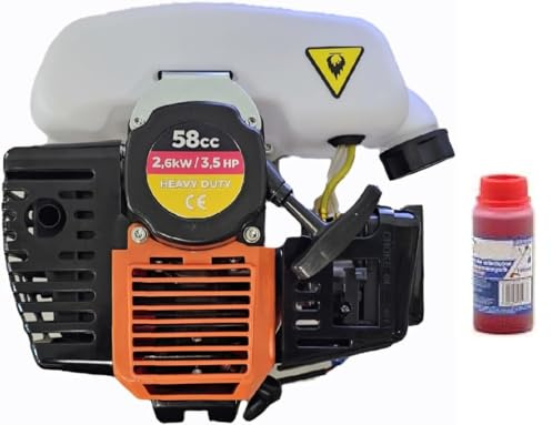 Motore di Ricambio 58 cc per Decespugliatore Tagliaerba Trivella Rasaerba Tosaerba Potatore e 4 in 1, monocilindrico Raffreddamento ad Aria, scoppio 2 Tempi + omaggio bottiglia di miscela da 100ml