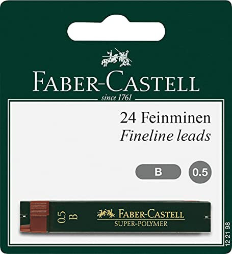 FABER-CASTELL 122198 - Feinmine Super-Polymer, Härtegrad B, 0,5mm, 24 Minen