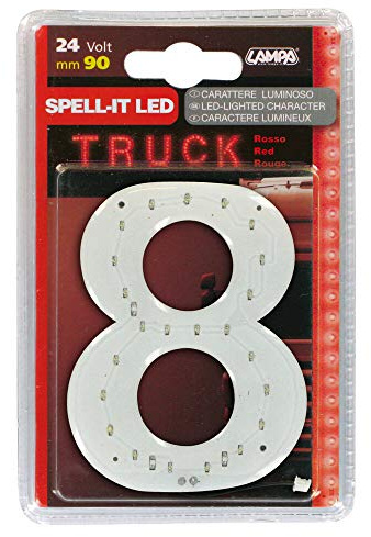 Lampa 98963, Zahlen-Aufkleber 8, 24 Volt, rote LEDs