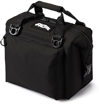 AO Coolers Caravan Canvas Soft Cooler with High-Density Insulation, Oversized Storage Pockets, Black, 12-Can