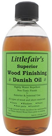Littlefair’s Danish Oil for Wood 500ml - Water Resistant & Quick-Drying Formula - Danish Oil for Wood Exterior, Interior & Wooden Worktops - Easy Apply & Low Sheen Finish for All Wood Types