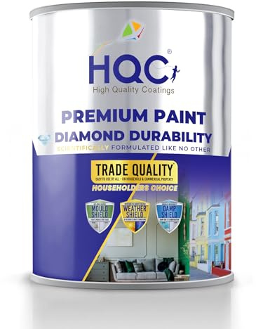 HQC Smooth Masonry Paint - Marina Blue - 5 Litre | Exterior Wall Paint for Render, Pebbledash, Brick, Concrete & Garden Walls | Waterproof & Dirt Resistant Formula | Long-Lasting