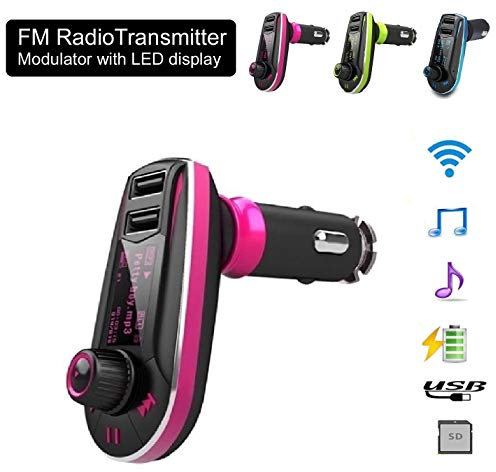 REALMAX® Car FM Radio universal Transmitter modulator with LED display dual USB ports 3.5 mm Aux port Music MP3 Player kit wireless audio for all car models android smartphones iPhones Ipads ipods