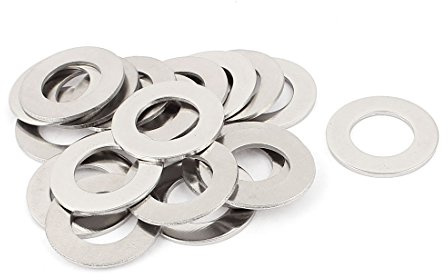 sourcing map 20pcs M20 Fino Liso Arandela Plana Tono Plateado | 304 Stainless Steel