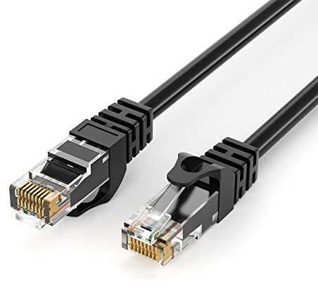 JAMEGA 1m CAT.6 Netzwerkkabel (RJ45) Patchkabel Ethernet Lan in schwarz| 1Gbit/s | 250MHz | kompatibel zu CAT.5 / CAT.5e / CAT.6
