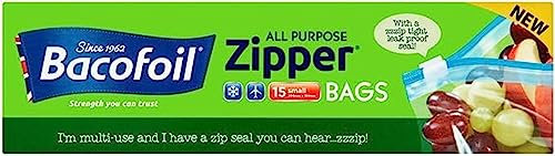 BacoFoil All Purpose Zipper Bags, Pack of 15