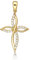 Diamond Treats 9 Karat Gold Kreuz Anhänger mit kubischen Zirkonia und Kette, zierliche 9K Gelbgold Kreuz-Anhänger Halskette für Damen und Mädchen, Kreuz Kette mit 50 cm Goldkette, 375 Echt Gold Kreuz