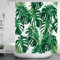 LB Dunkel Grün Monstera Blätter Duschvorhang Tropischer Dschungel Pflanzen Badewanne Gardinen Wasserdicht Anti Schimmel Weiß Polyester Badezimmer Vorhänge mit 10 Haken,150x180cm