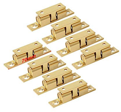 LOOTICH Messing Robust Doppel-Kugelschnäpper 70mm Türschapper Möbel-Schnapper mit Verstellbaren Türstopper Türschnäpper für Küche Schranktüren Schränke (8 Stück)
