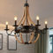 E14 Vintage Hemp Rope Chandelier Pendant Light Loft Industrial Vintage Dining Table Chandelier Iron Hanging Lamp (Size : 6-Lamps)