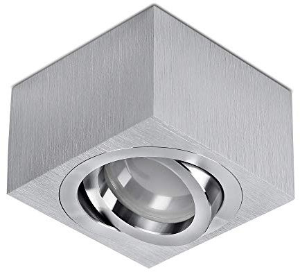 lambado® Flache LED Aufbauleuchte/Deckenstrahler Set inkl. 230V 5W Spots dimmbar - dezente Aufbaustrahler/Deckenspots (eckig, alu gebürstet, schwenkbar)