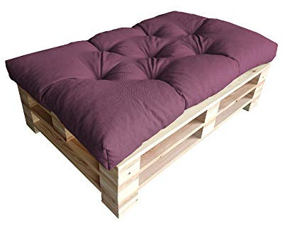 chilly pilley Cuscino Trapuntato Per Mobili In Pallet Riempito Con Fiocchi Di Schiuma Per Divano Per Schienale Per Sedile Laterale Set (Cuscino Del Sedile 120 X 60 Viola)